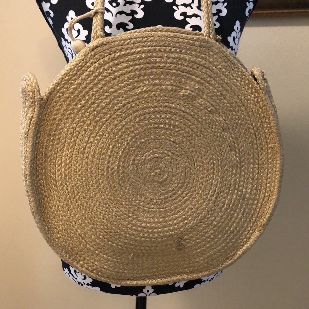 Jute Blend Round Shoulder Bag With Multi-Color Ta… - image 3